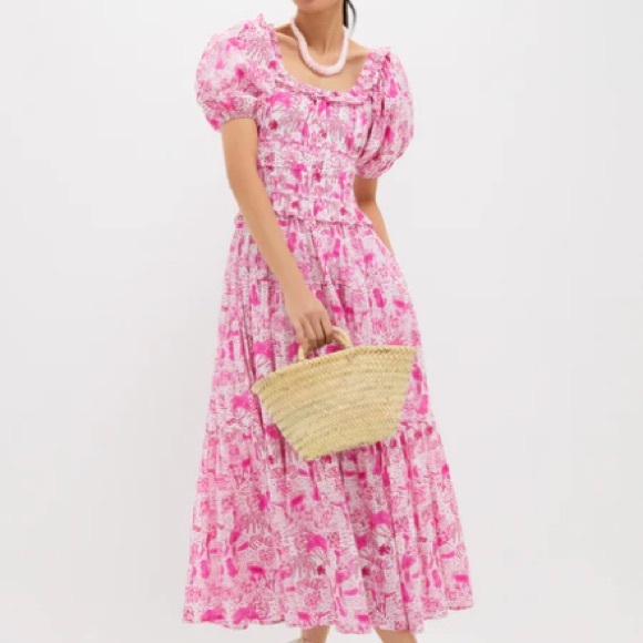 TUCKERNUCK RO'S GARDEN SOLD OUT!! Pink Anaplois Percy Midi Dress XL NWT GORGEOUS - Picture 2 of 10